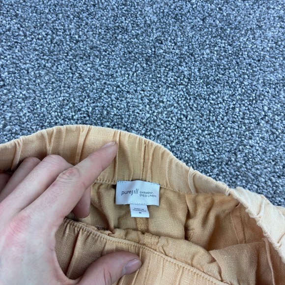 J Jill Pure Jill Garment Dyed Linen Pants Women's M Peach Elastic Waist Crop - Picture 4 of 6